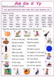 English Worksheet: Reading A I Y E