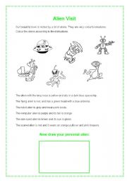 English worksheet: Alien Visit (Colours)