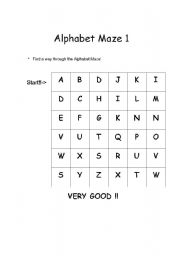 English Worksheet: Alphabet Maze 