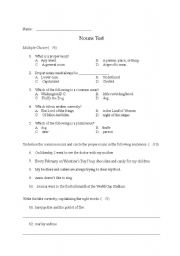 English worksheet: General Nouns Review Test (common, proper, plural, and possessive nouns)