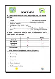 English worksheet: be going to