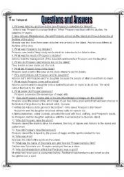 English Worksheet: the tempest questions and answers