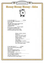 English Worksheet: money noney money - Abba