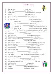 English Worksheet: MIXED   TENSES   WITH   KEY
