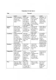 English Worksheet: pantomime rubric