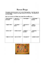 English Worksheet: Human Bingo