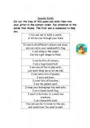 English Worksheet: Seaside Riddle - sequencing activity
