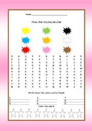 English Worksheet: Find the Colors!