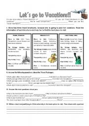 English Worksheet: VACATIONS