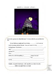 English Worksheet: Write A Spooky Story