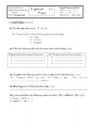 English Worksheet: mid- term test N1 4th year tunisian students