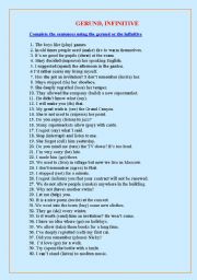 English Worksheet: Gerund and  infinitive