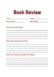 English Worksheet: Book Review