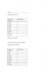 English Worksheet: Past Participle Quiz