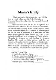 English Worksheet: Maria `s Family