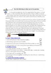 English Worksheet: Keeping Fit