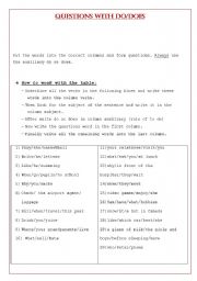 English worksheet: How to form questions with do/does