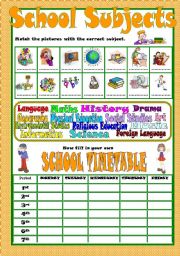 English Worksheet: School Subjects