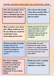 WRITING / SPEAKING CARDS ABOUT JOB, OCCUPATION & WORK