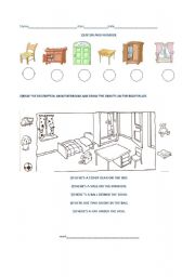 English Worksheet: house and furniture/prepositions of place.