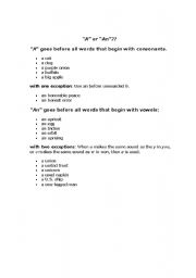 English Worksheet: A/AN worksheet