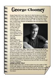 English Worksheet: George Clooney – reading comprehension.