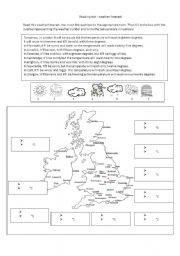 English Worksheet: weather forecast : reading activity