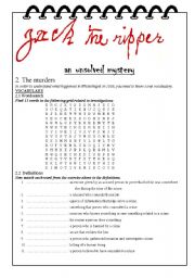 English Worksheet: Jack the ripper, the murders (part 2/3)