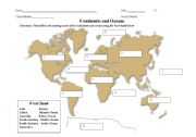 English Worksheet: Continents and Oceans