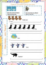 English Worksheet: How Many... There is/are and Numbers