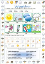 English Worksheet: The weather: Sunny, Windy, Rainy...