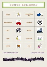 English worksheet: sports equipment