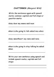 English worksheet: Margaret Wild worksheet Year 1/2 Chatterbox