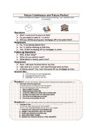 English Worksheet: Future Continuous & Future Perfect