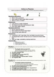 English Worksheet: Active vs Passive (Present/Past Simple)