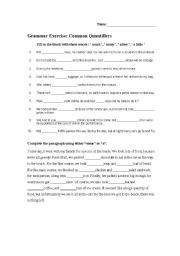 English Worksheet: Common Quantifiers Worksheet