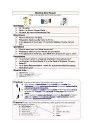 English Worksheet: Meeting New People