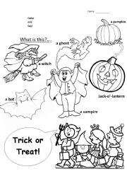 English Worksheet: Halloween Coloring 