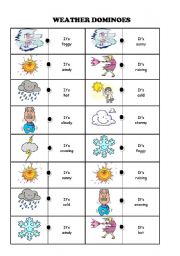 English Worksheet: WEATHER DOMINOES (2 pages)