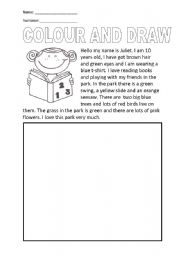 English Worksheet: Colour and Draw