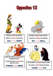 English Worksheet: Opposites 1 to 2