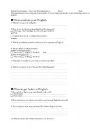 English worksheet: Student Questionaire