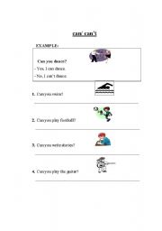 English Worksheet: can/cant