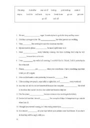 English Worksheet: usefull phrasal verbs exercise