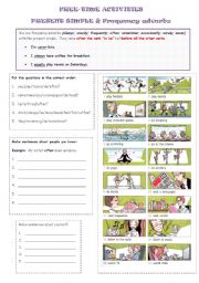 English Worksheet: FREE-TIME ACTIVITIES present simple/frequency adverbs