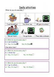 English Worksheet: daily routines spvking activity