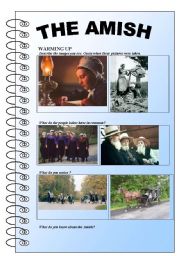 English Worksheet: The Amish (reading and comprehension, vocabulary, daily routine...)