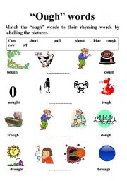 English Worksheet: spelling and pronouncing OUGH words