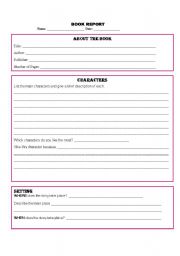 English Worksheet: book report