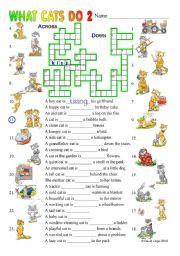 English Worksheet: what cats do 2: the daily life of cats in two puzzles